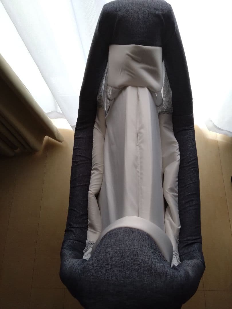 折りたたみ ベビーベッド グレー