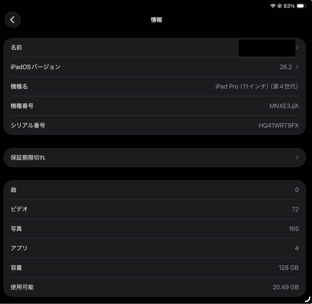 iPad Pro 11インチ 第4世代 本体