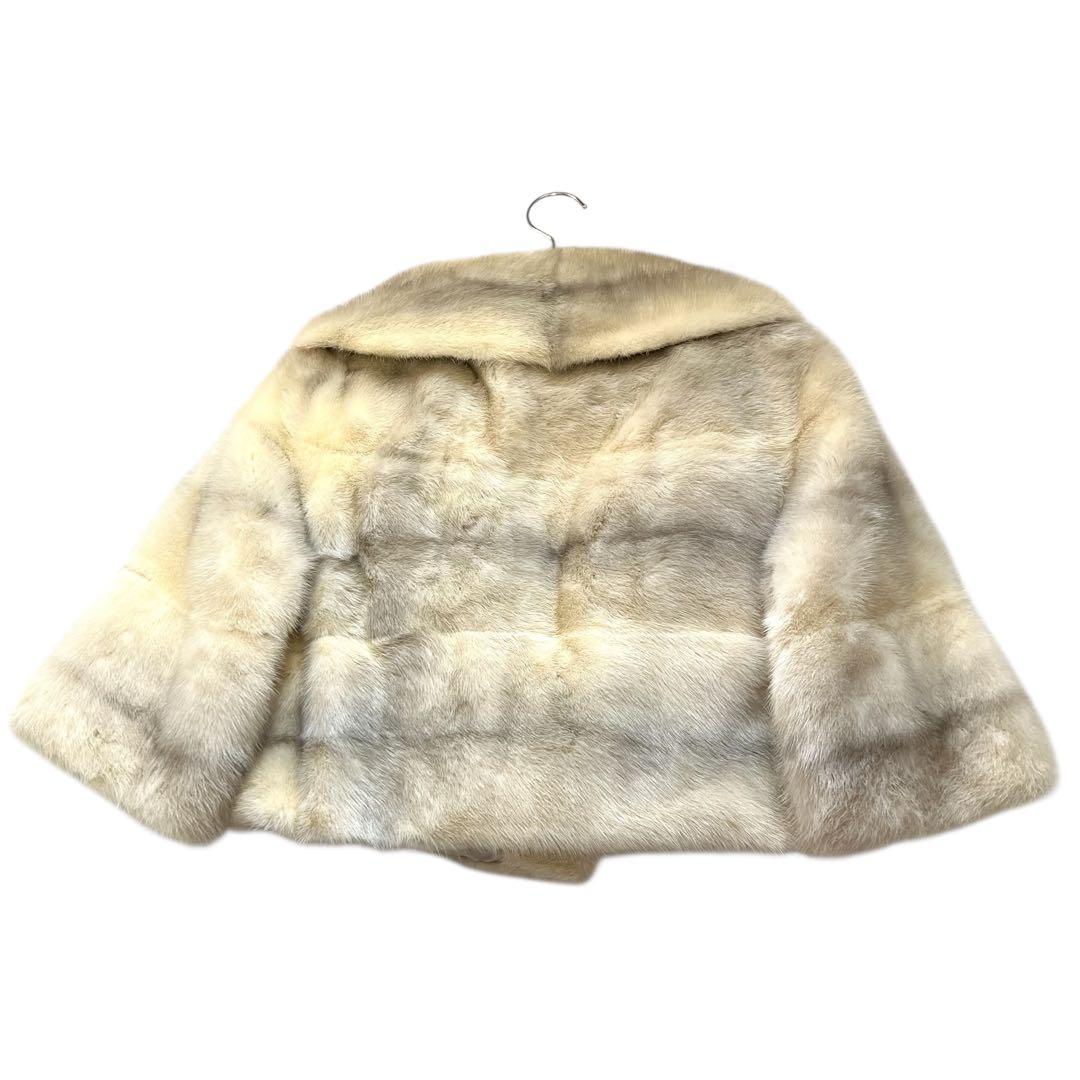 希少デザイン クロップド丈 クロスミンク パール リアルファーコート 本毛皮