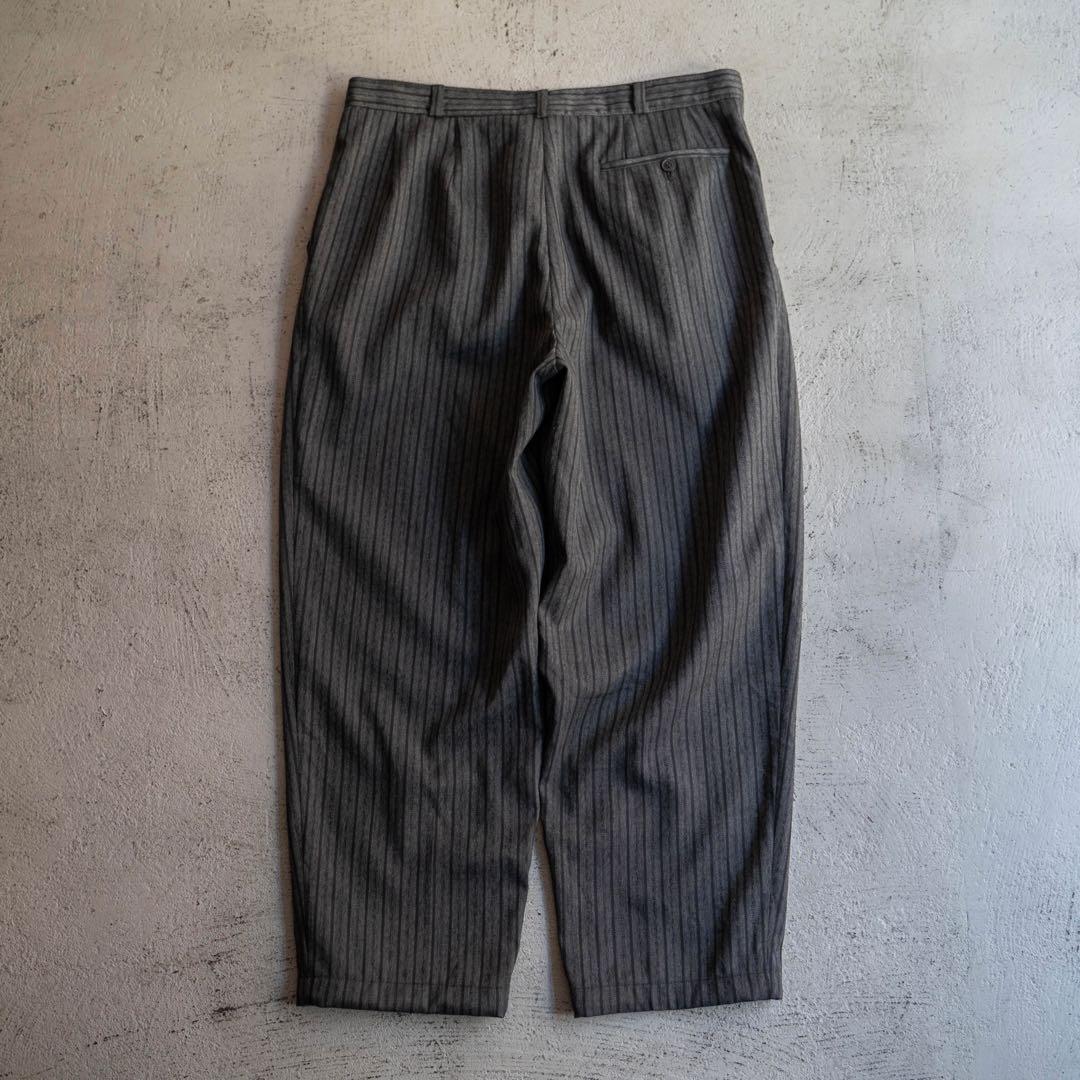 80s vintage 東ドイツ製 ツータック ストライプ ワイドスラックス