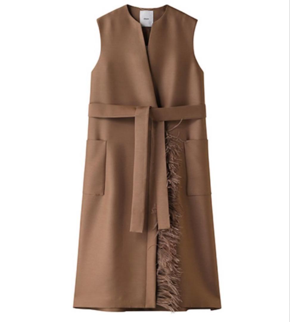 ebure ブライトウールシルクジレ キャメル 38