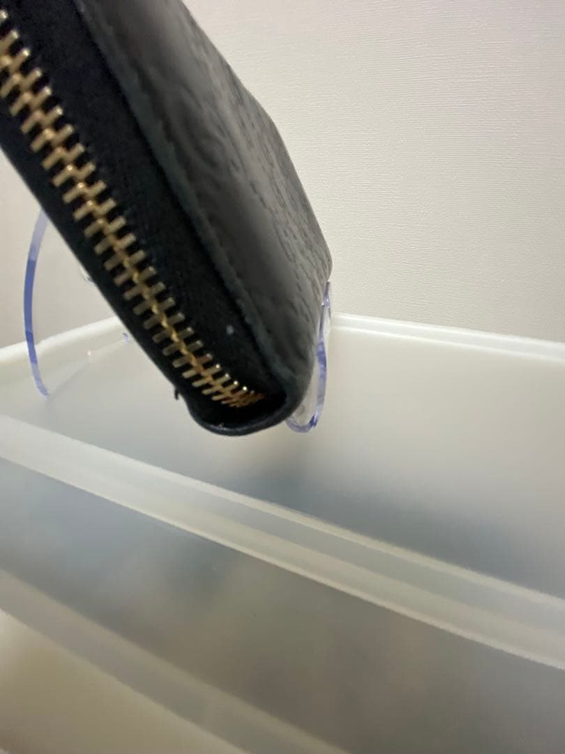 美品GUCCI ブラックレザー長財布 GGパターン　グッチシマ