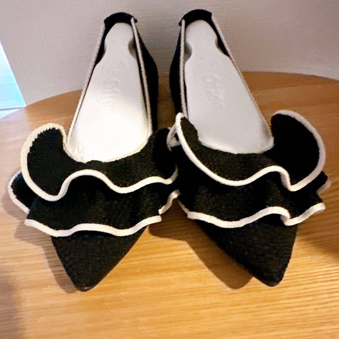 ほぼ新品　Offen オッフェン　フリル付き黒フラットシューズ　36