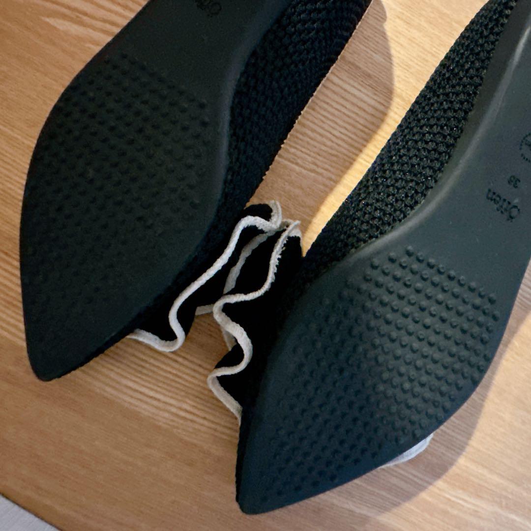 ほぼ新品　Offen オッフェン　フリル付き黒フラットシューズ　36