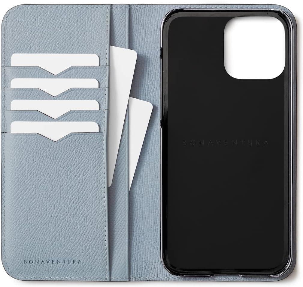 【ボナベンチュラ】ダイアリーケースiPhone 14 Pro Max,ブルーリン