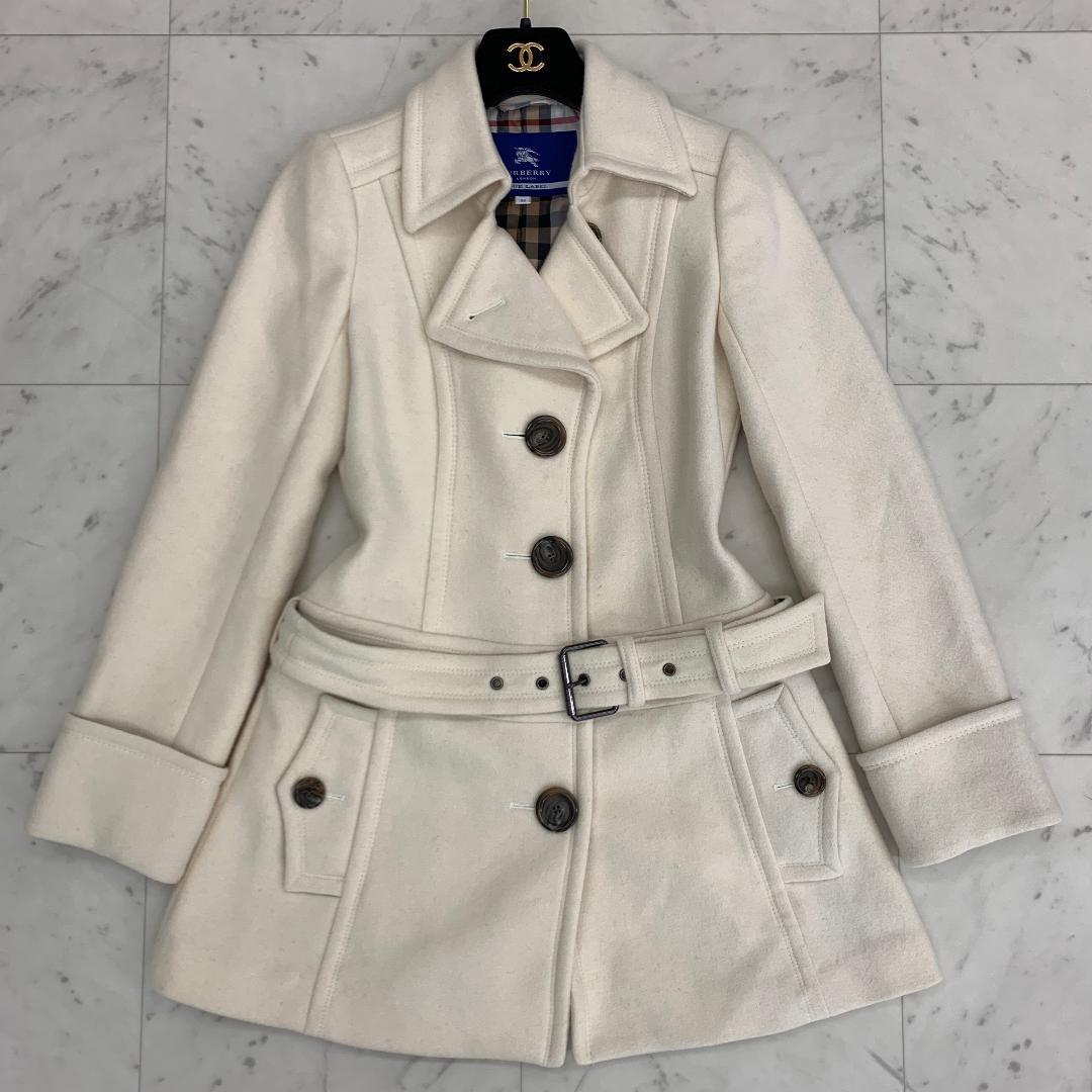 バーバリーブルーレーベル トレンチコート Mサイズ アンゴラ 裏地ノバチェック