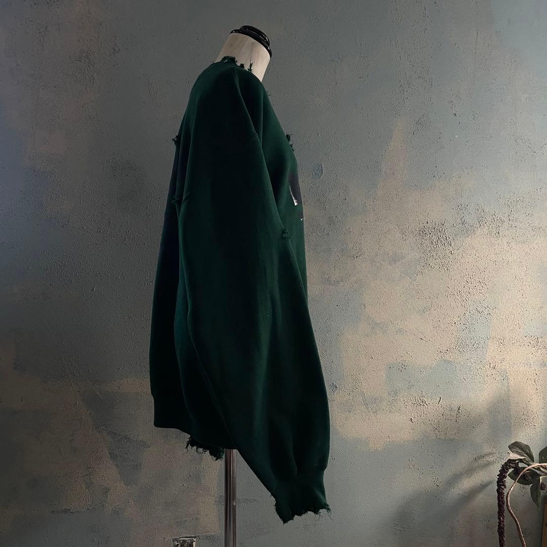 90's adidas”両面プリント”銀タグ“ペンキ“常田“boro sweat