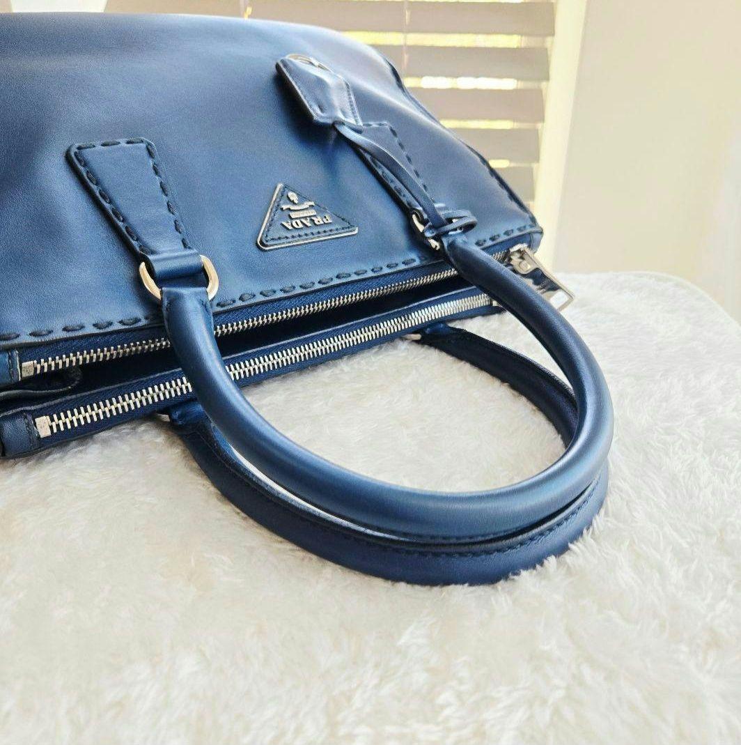 ⭐PRADA⭐ プラダ ガレリア ハンドバッグ ネイビー レザー クロシェット