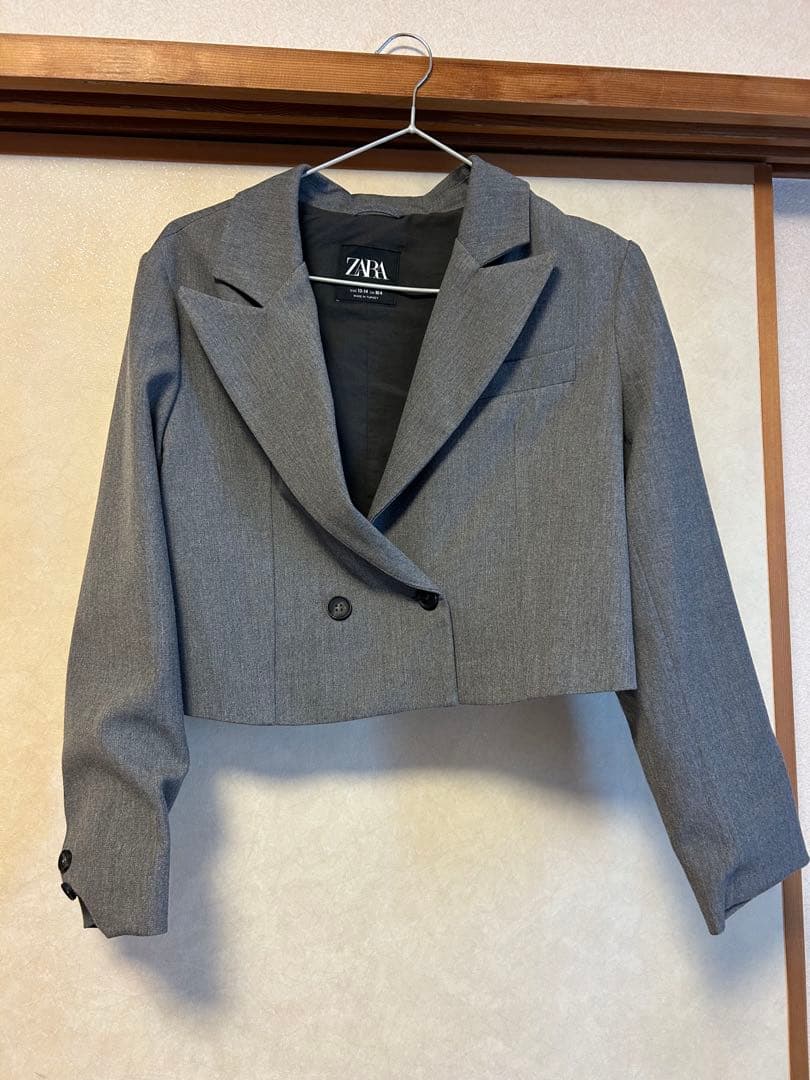 ZARA グレー クロップドジャケット スカート セット