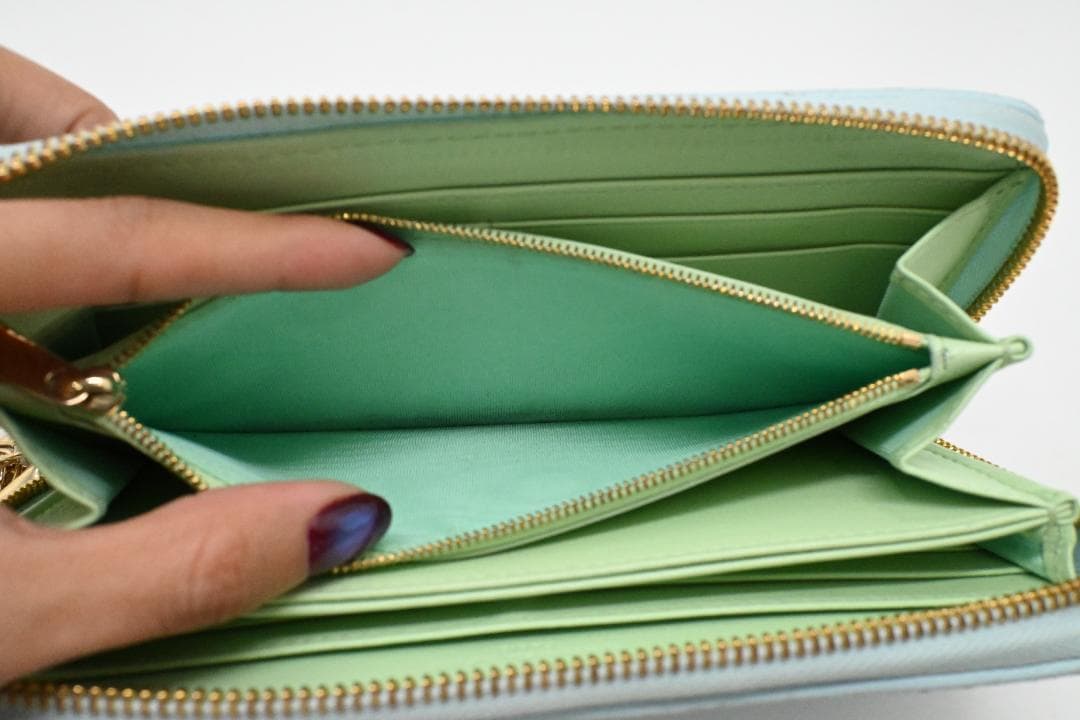 クリスチャンディオール　DIOR　レディディオール　長財布　ボヤージュ　ブルー