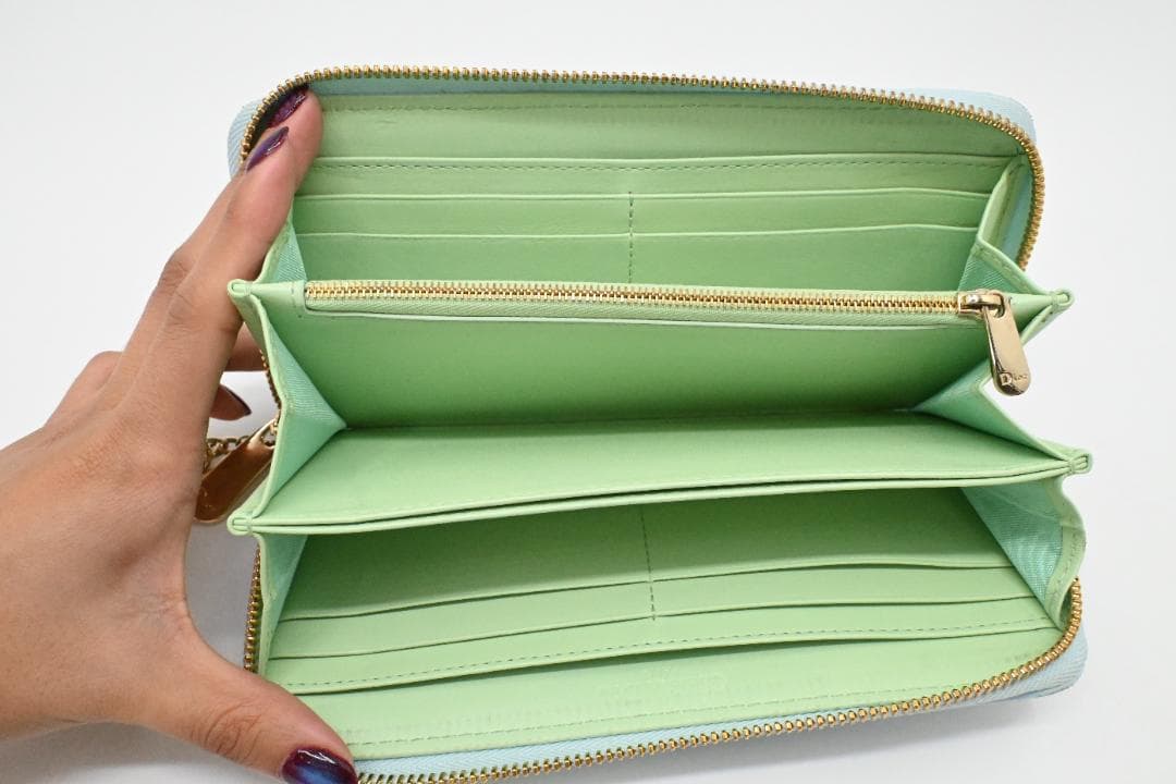 クリスチャンディオール　DIOR　レディディオール　長財布　ボヤージュ　ブルー