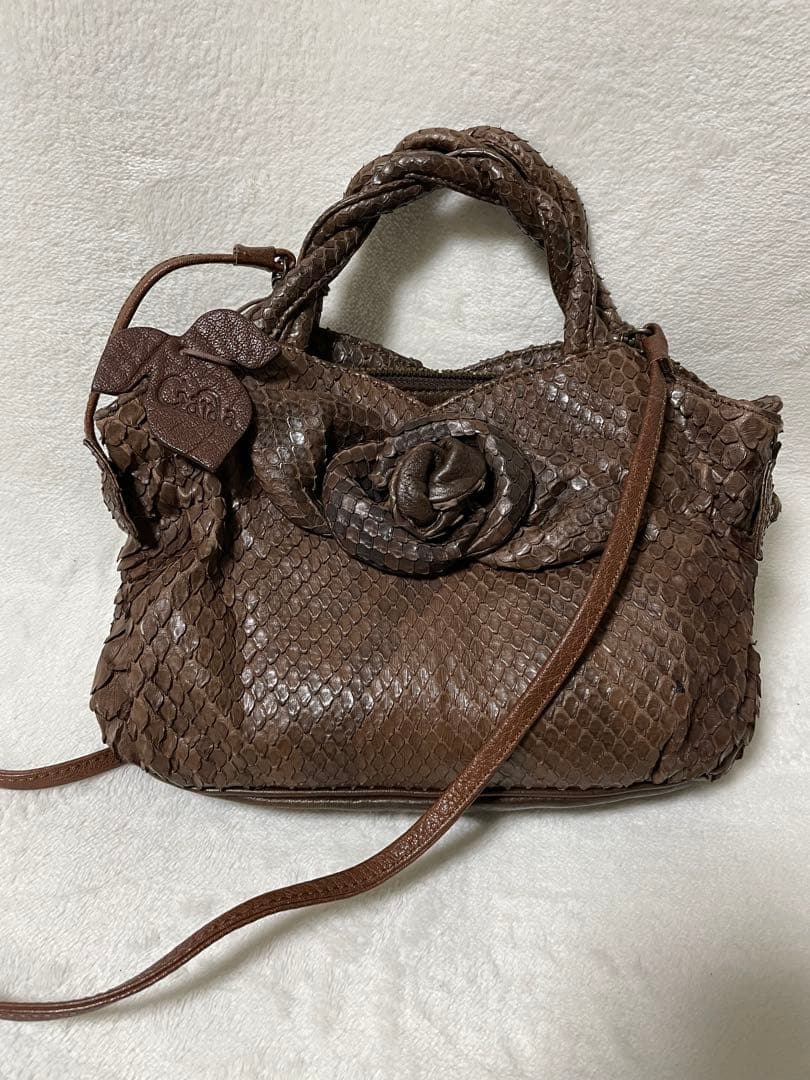 Ibiza イビザ　ヘビ革 ショルダー バンドバック　2way ブラウン