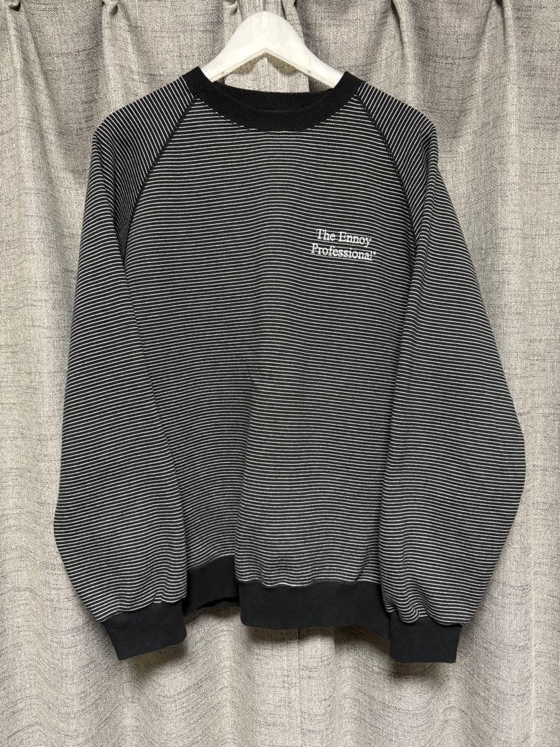 ENNOY ボーダークルーネックスウェット　ブラック