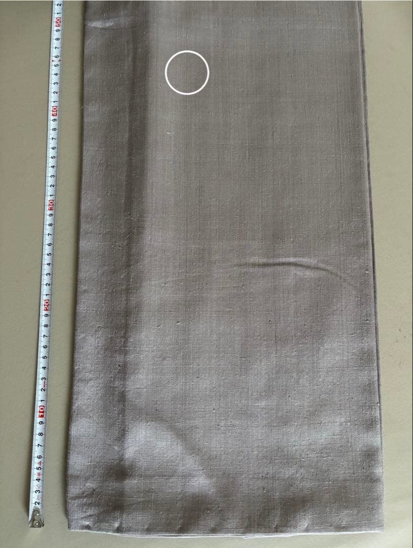 〈訳あり価格〉正絹 無地 袷 結城紬 グレイッシュパープル 洒落紋 波に千鳥