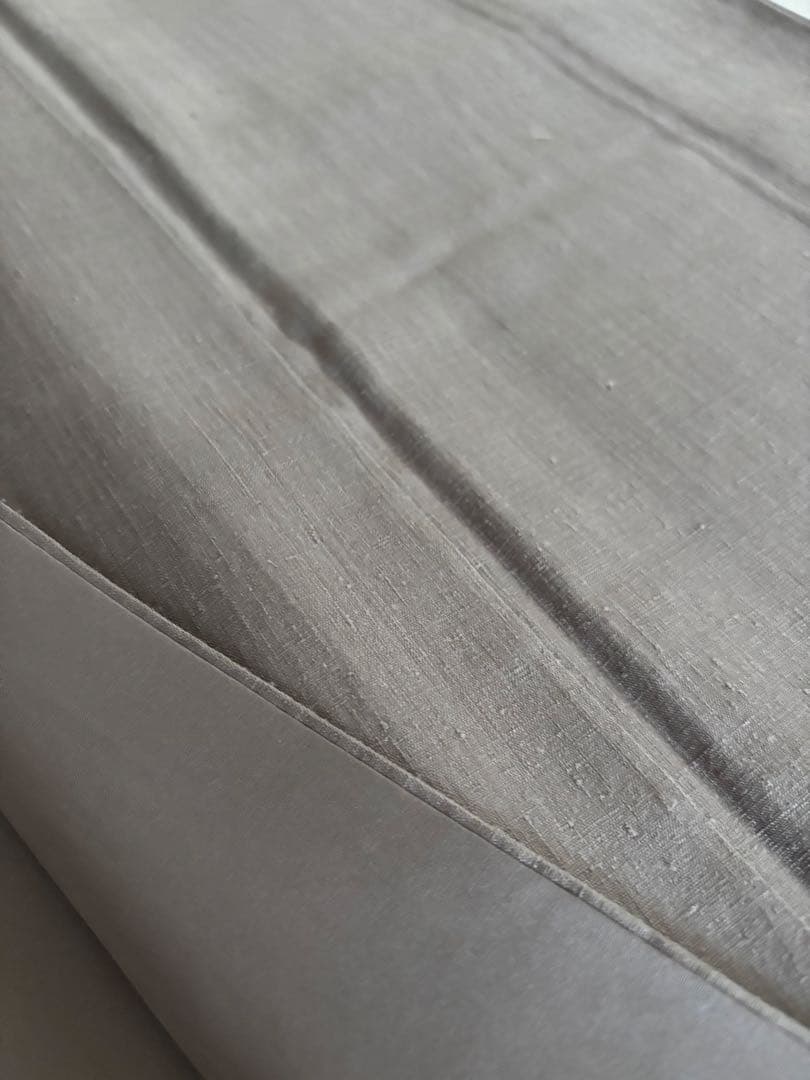 〈訳あり価格〉正絹 無地 袷 結城紬 グレイッシュパープル 洒落紋 波に千鳥