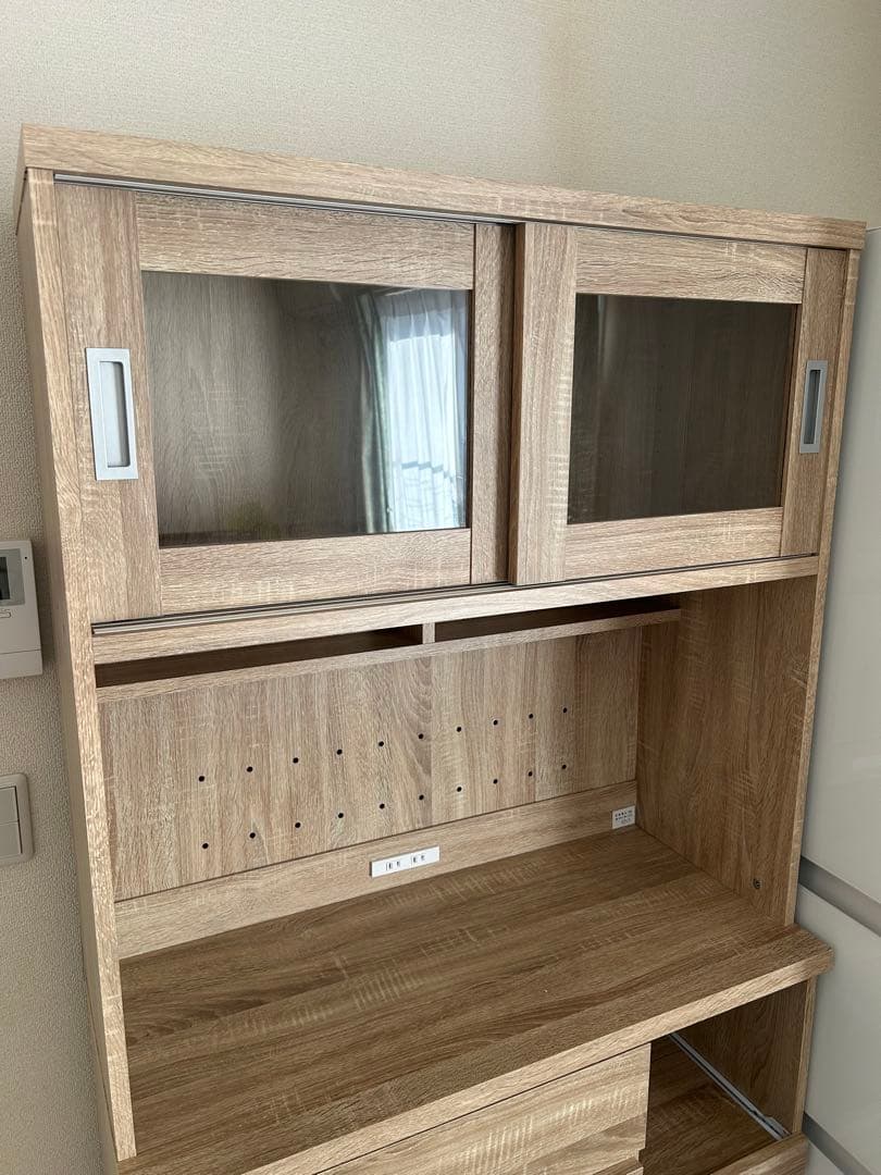 LOWYA 食器棚 ガラス扉付き オーク