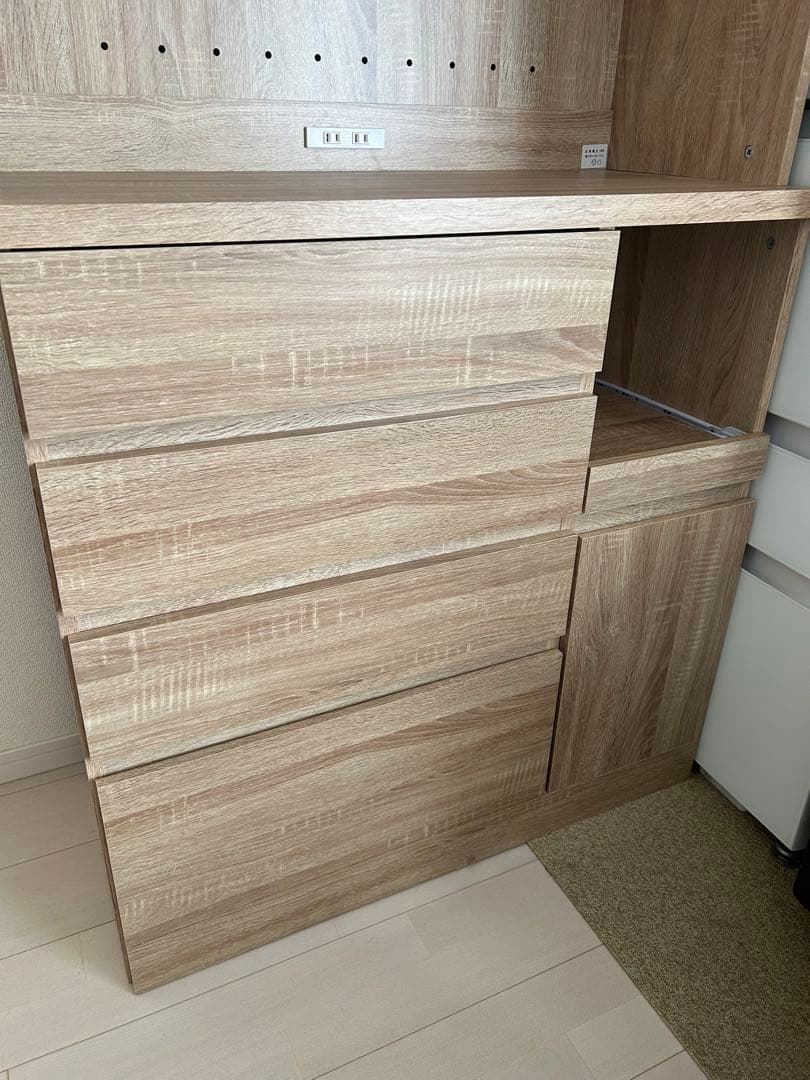 LOWYA 食器棚 ガラス扉付き オーク