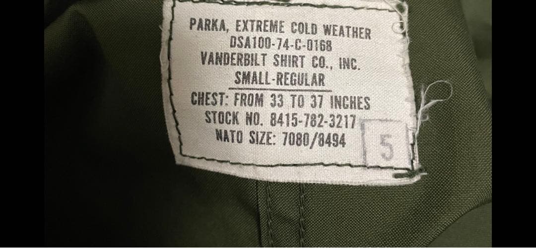 アメリカ軍　実物M-65フィッシュテールパーカー　モッズコート　サイズS