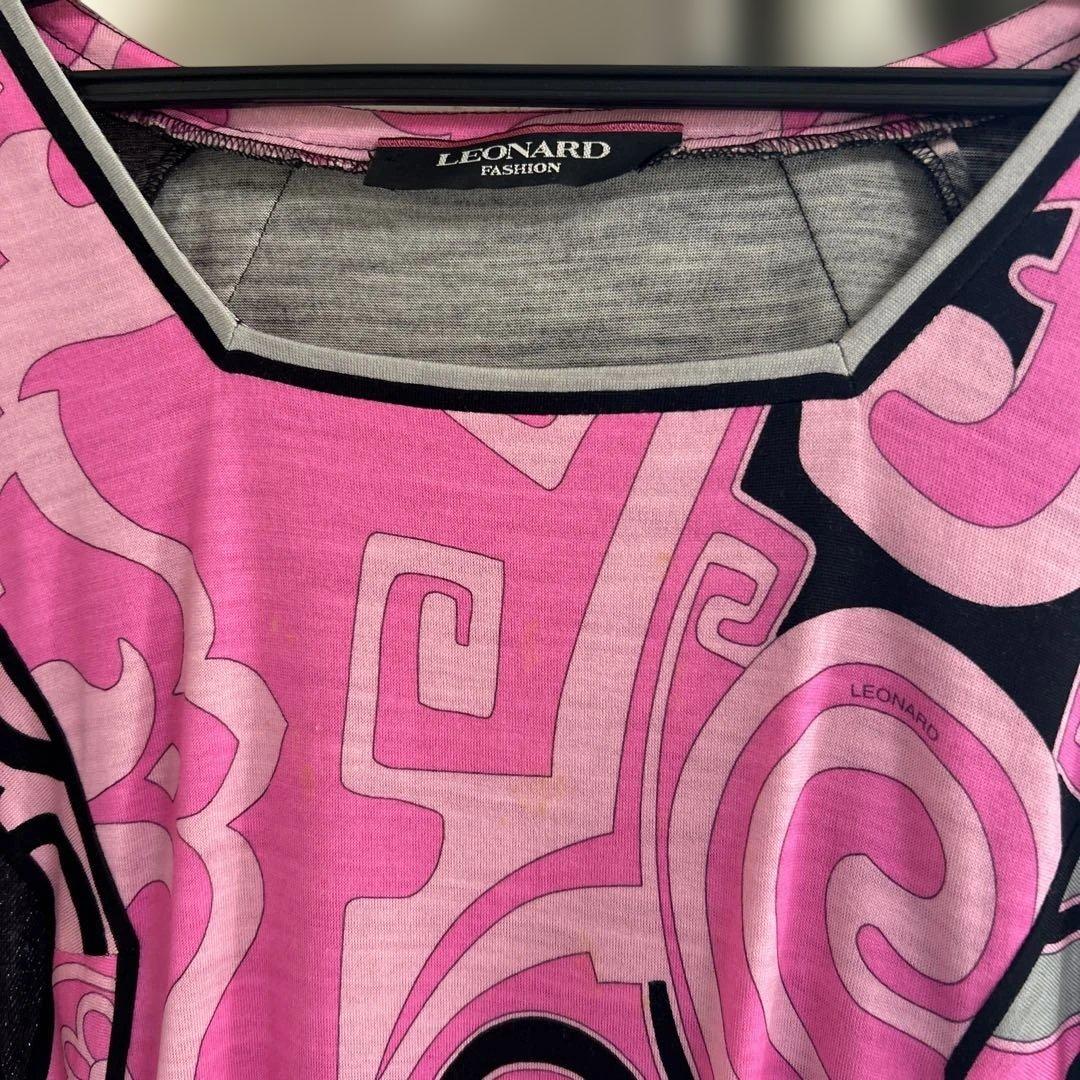 LEONARD ピンク 長袖 ワンピース