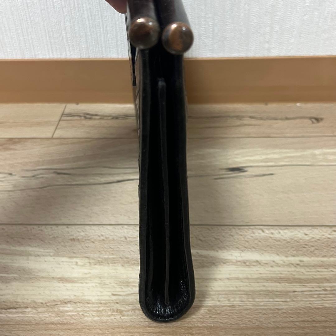 美品 イヴサンローラン Vステッチ クラッチバッグ カサンドラロゴ レザー 黒色