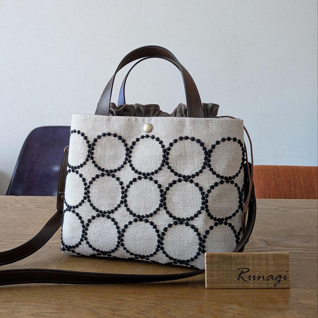 【1547】あおりポケットの巾着 ショルダーバッグ＊ミナペルホネン