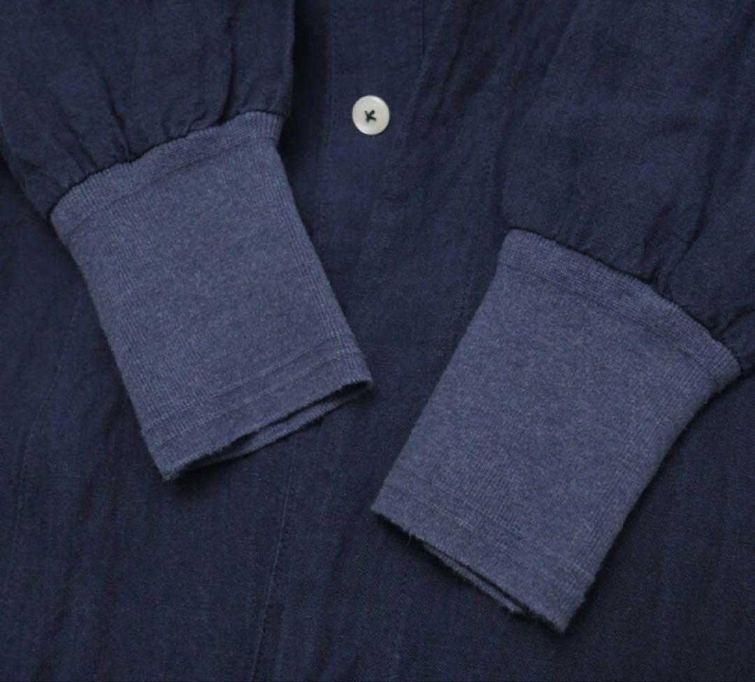 【希少】【レア】【一点物】カポック 割烹着 コート デニム生地 麻 M-L