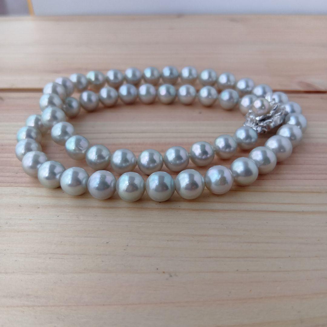 SVアコヤ真珠グレーネックレス7.5−8.0