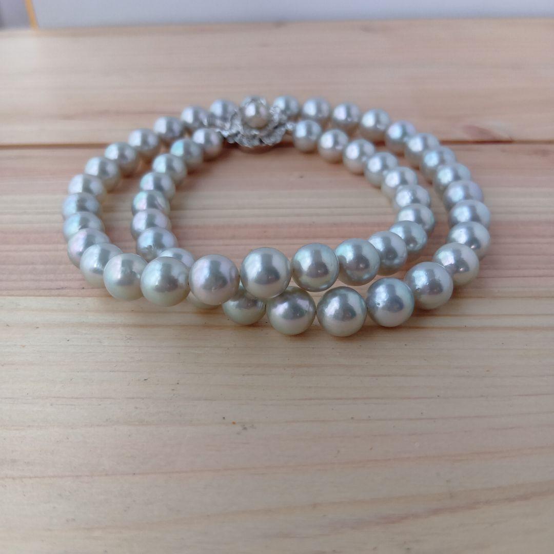 SVアコヤ真珠グレーネックレス7.5−8.0