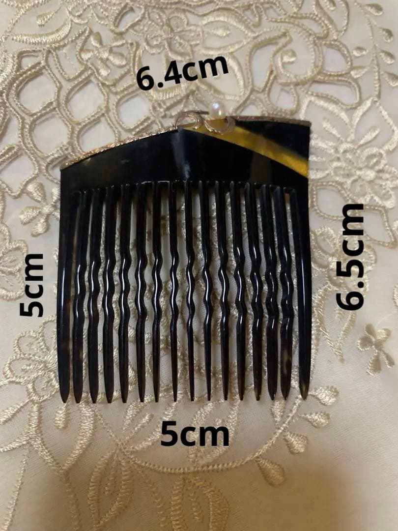 アコヤパール 本真珠 K18！ 本鼈甲 簪 櫛型 金 本真珠 慶事 婚礼