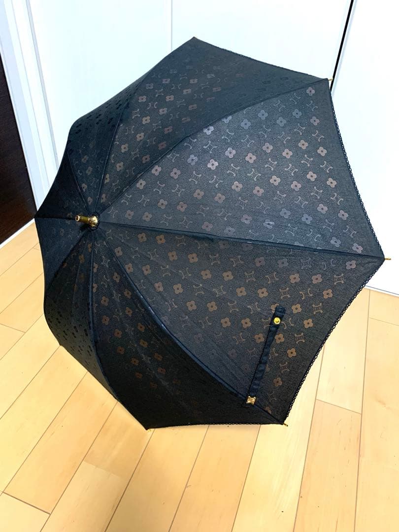 CELINE 日傘 綿 ブラック 手開き 美品