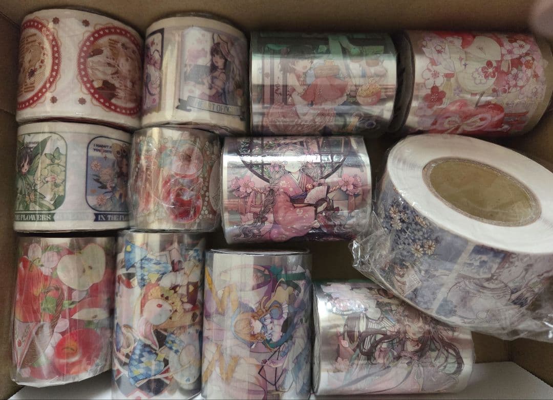 大特価！海外マスキングテープ　ロールシール　人物、装飾　計12巻　10mも5巻有