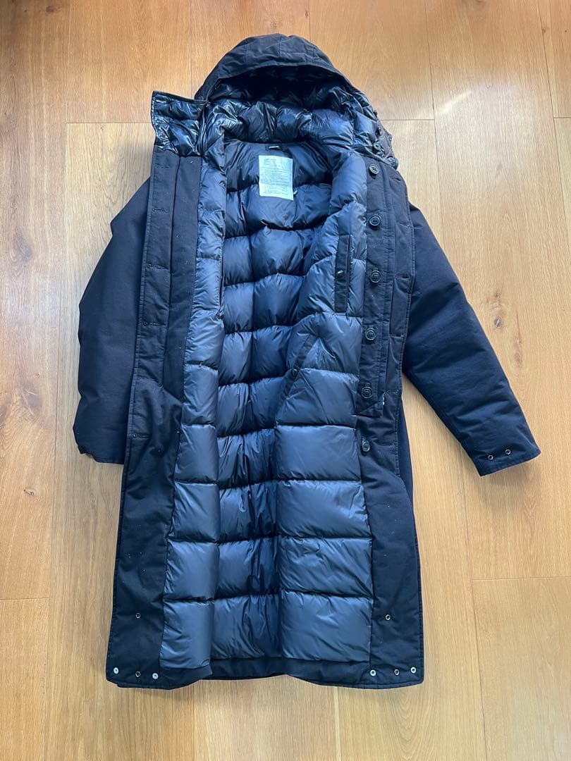 R13 ロングダウンコート　黒　リバーシブル　極暖