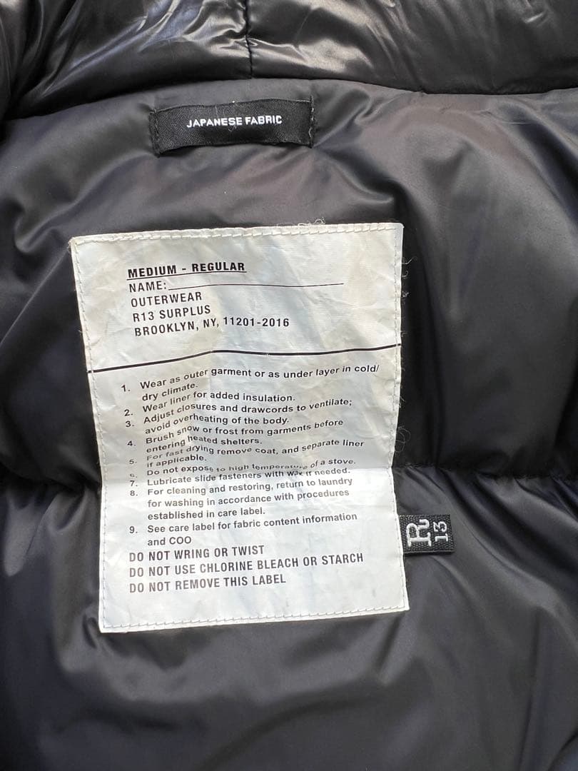 R13 ロングダウンコート　黒　リバーシブル　極暖