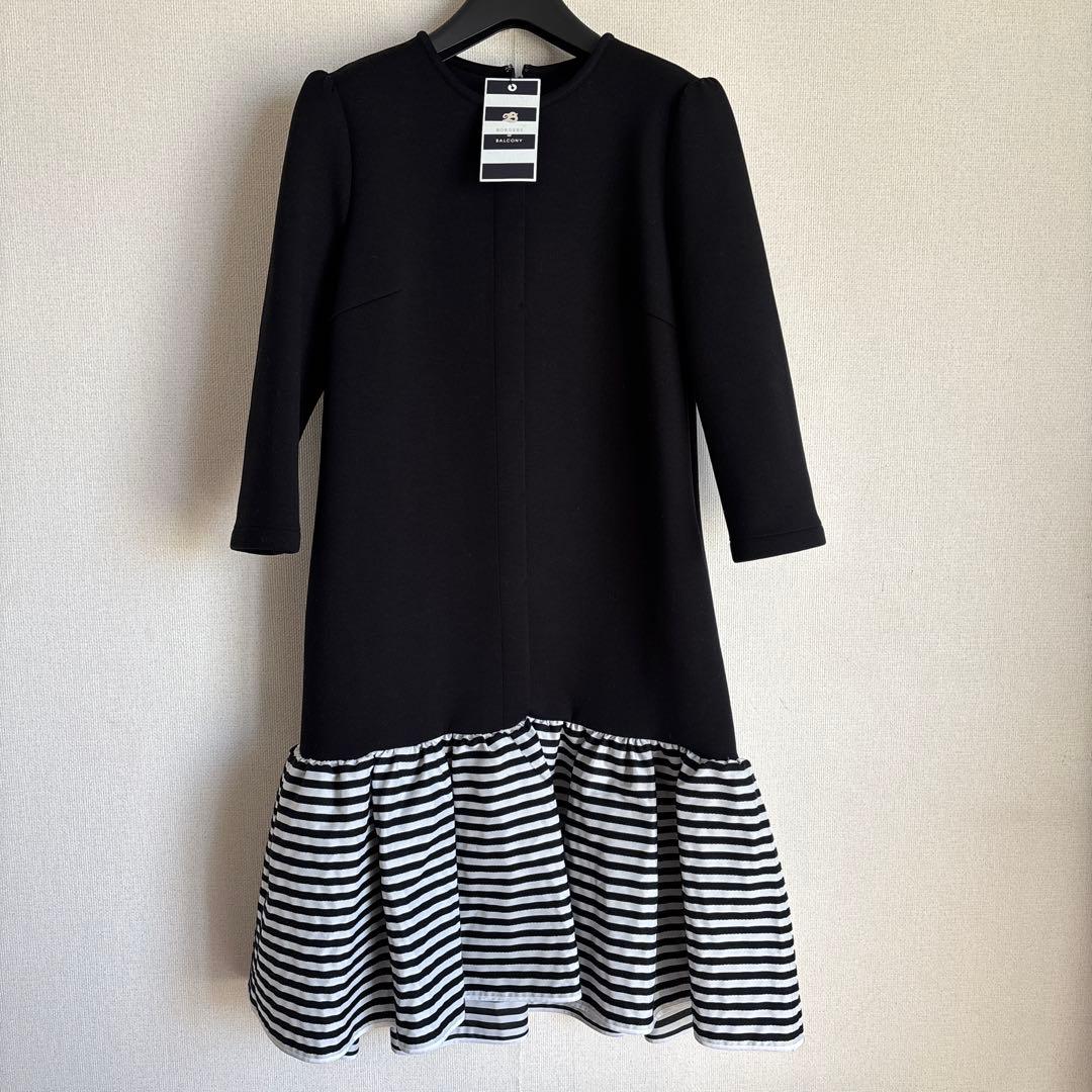 ボーダーズアットバルコニー　ペプラムワンピース　ブラック　タグ付き
