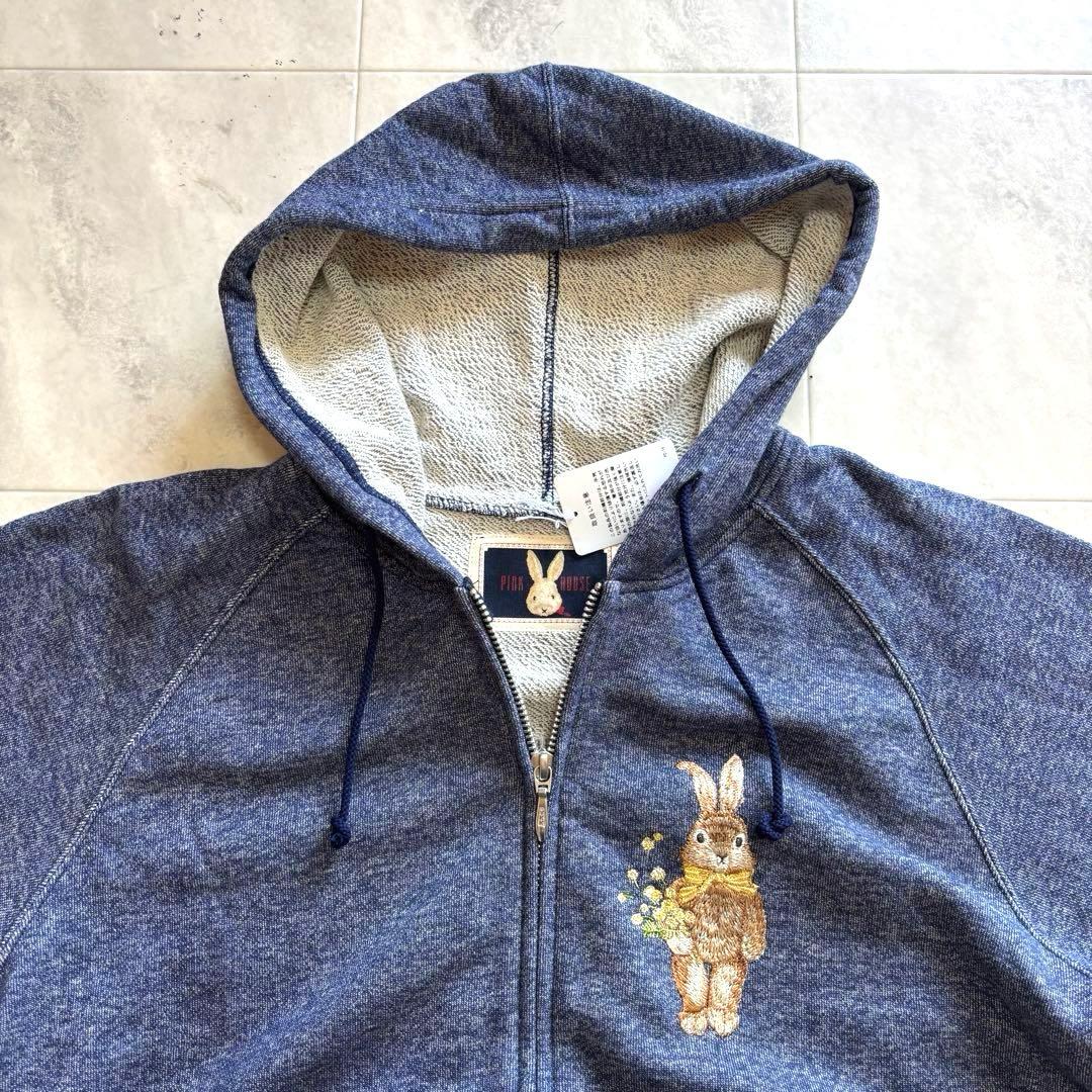 【未使用】ピンクハウス ミミ モザ ラビット ジップパーカー 刺繍 ワッペン 4
