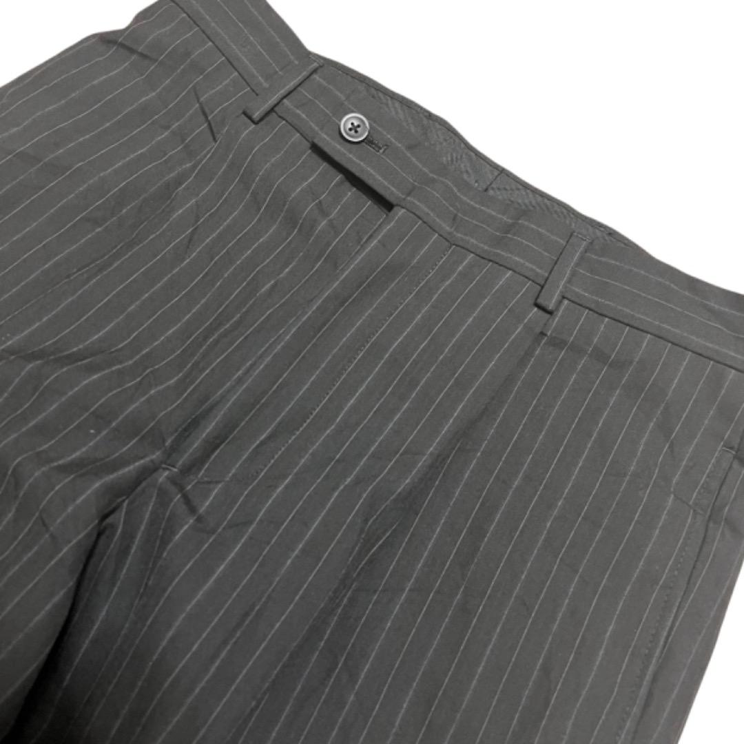 【良シルエット】90s ワイドストライプ スラックス BLACK