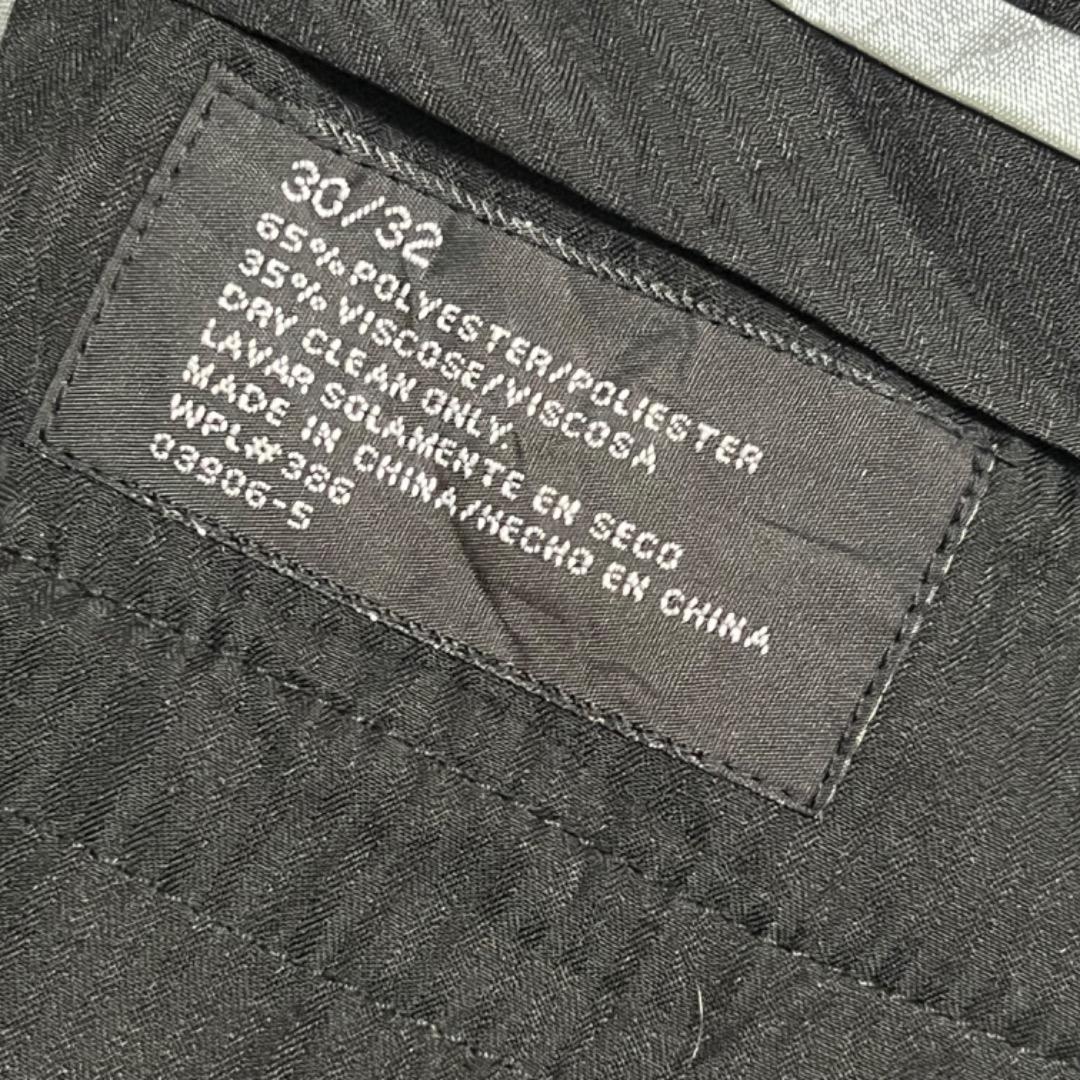 【良シルエット】90s ワイドストライプ スラックス BLACK