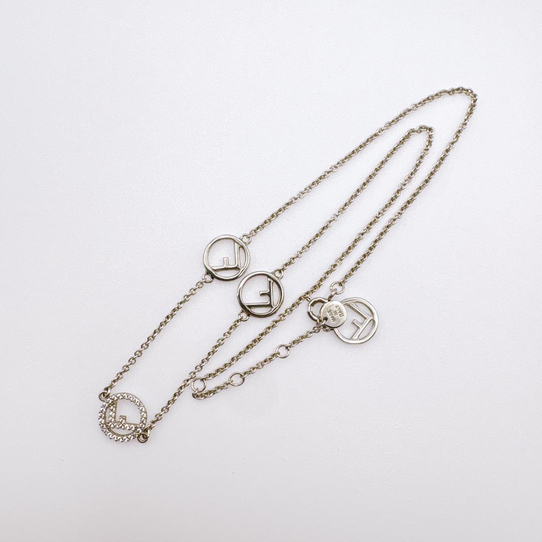 看*R様 【FENDI】エフイズ ロゴチャーム ストーン シルバーネックレス41