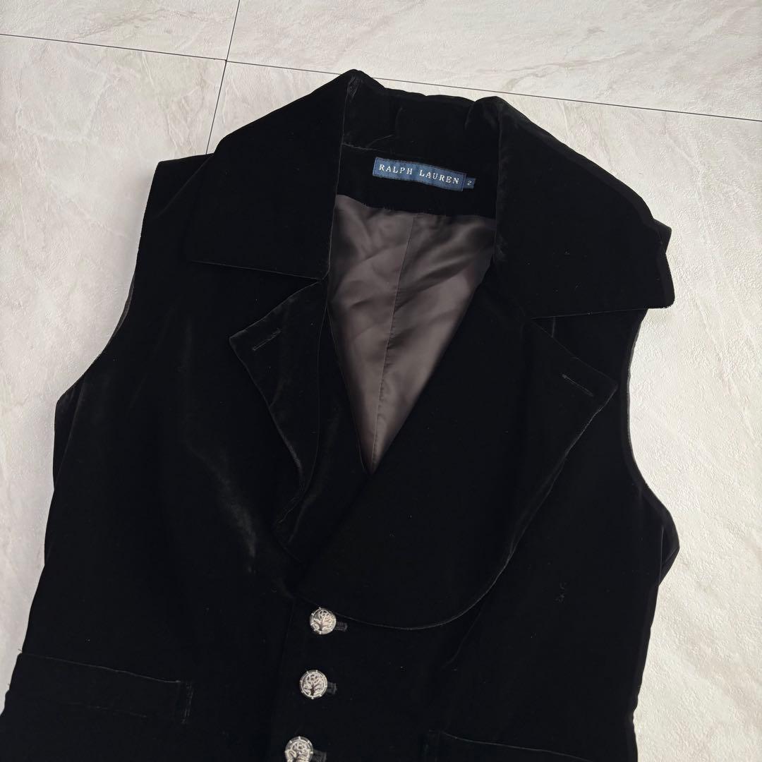 Ralph Lauren ベルベットベスト バックリボン 黒 2