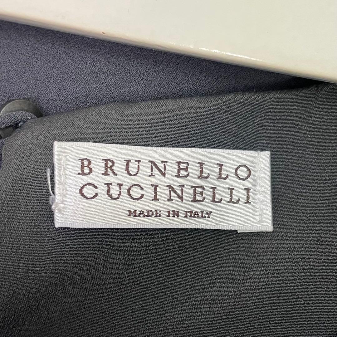 美品　BRUNELLO CUCINELLI ダークグレー 長袖ワンピース　シルク