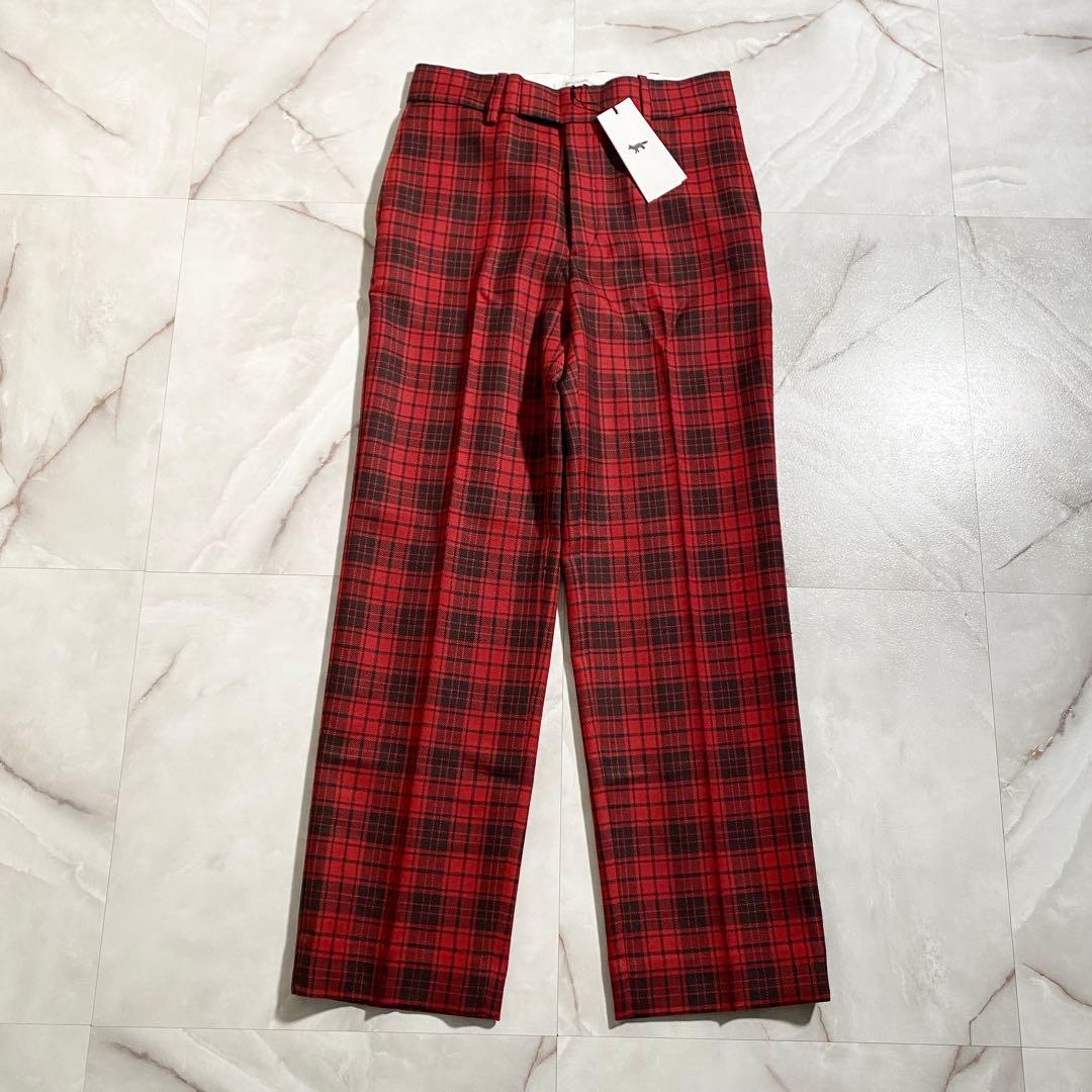 A17599 未使用 メゾンキツネ タータンチェックスラックスパンツ 赤 40