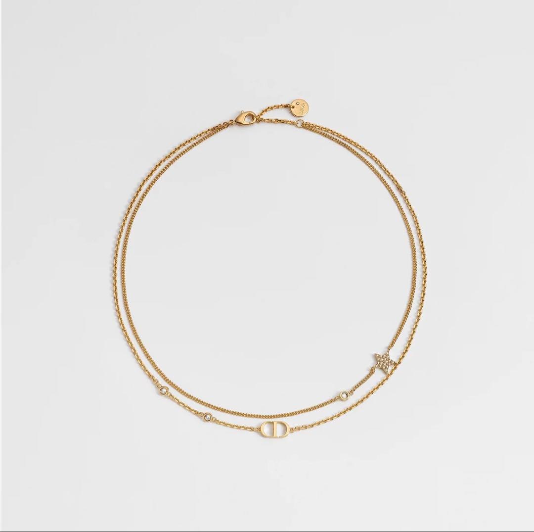 Christian Dior ゴールドトーンダブルネックレス