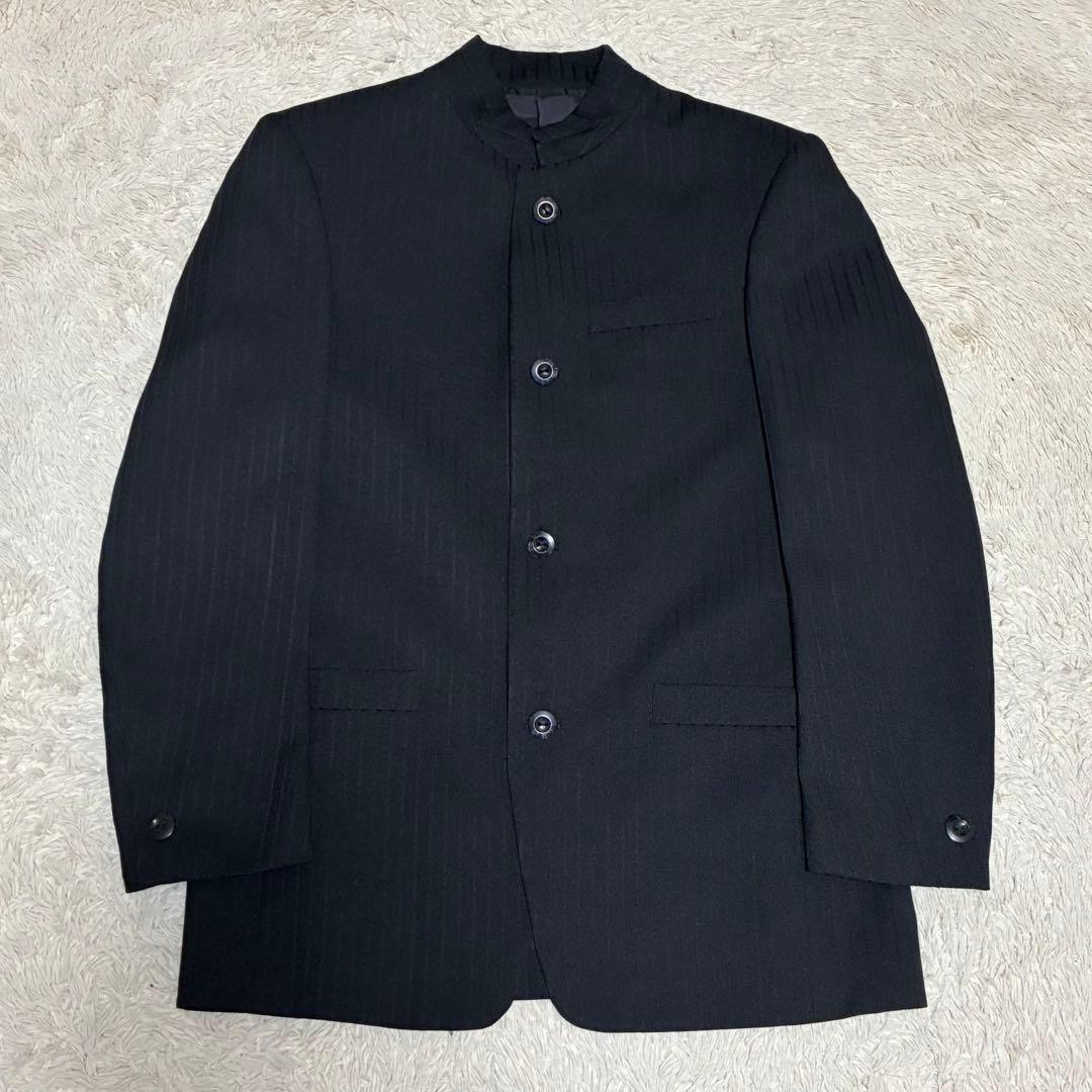 マオカラー 美品 ブラック 黒 シャドーストライプ ジャケット パンツ スーツ