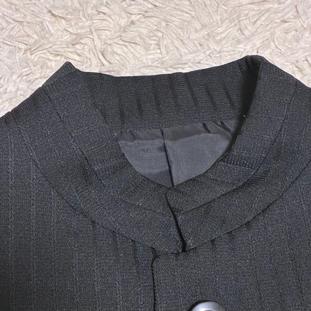 マオカラー 美品 ブラック 黒 シャドーストライプ ジャケット パンツ スーツ