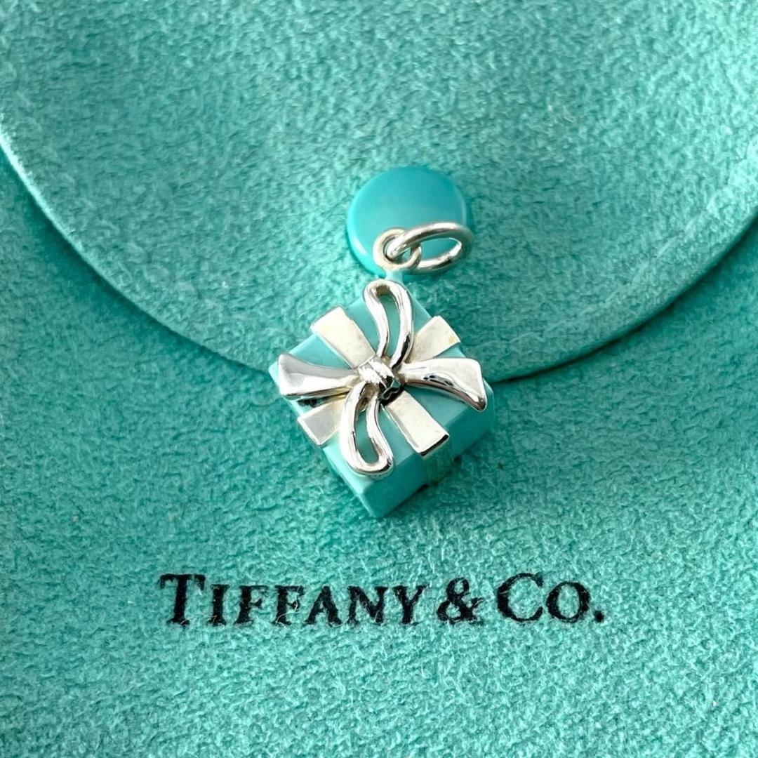 ティファニー プレゼント ボックス ブルー エナメル ペンダント YK7fe