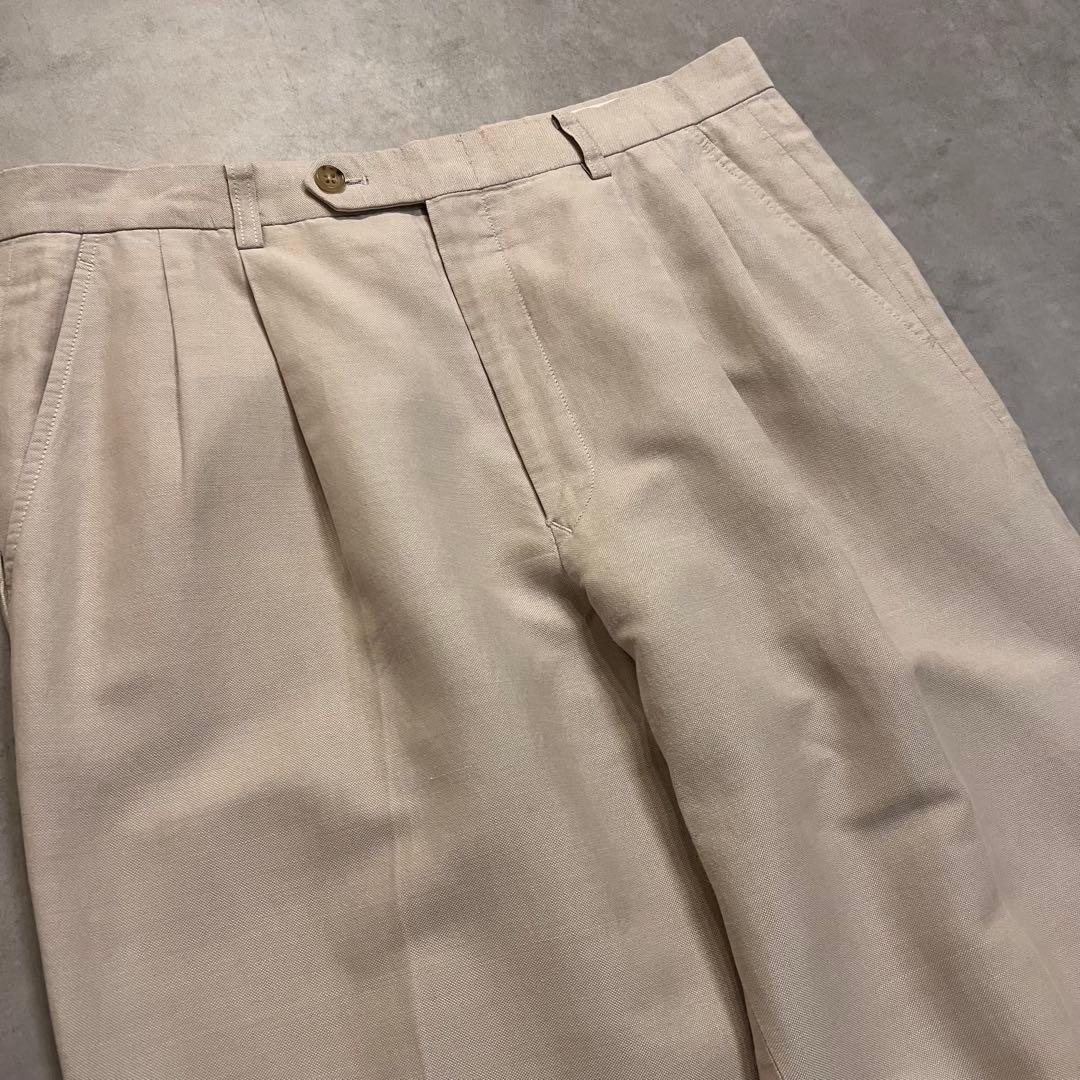 パンツ BURBERRY linen two tuck slacks