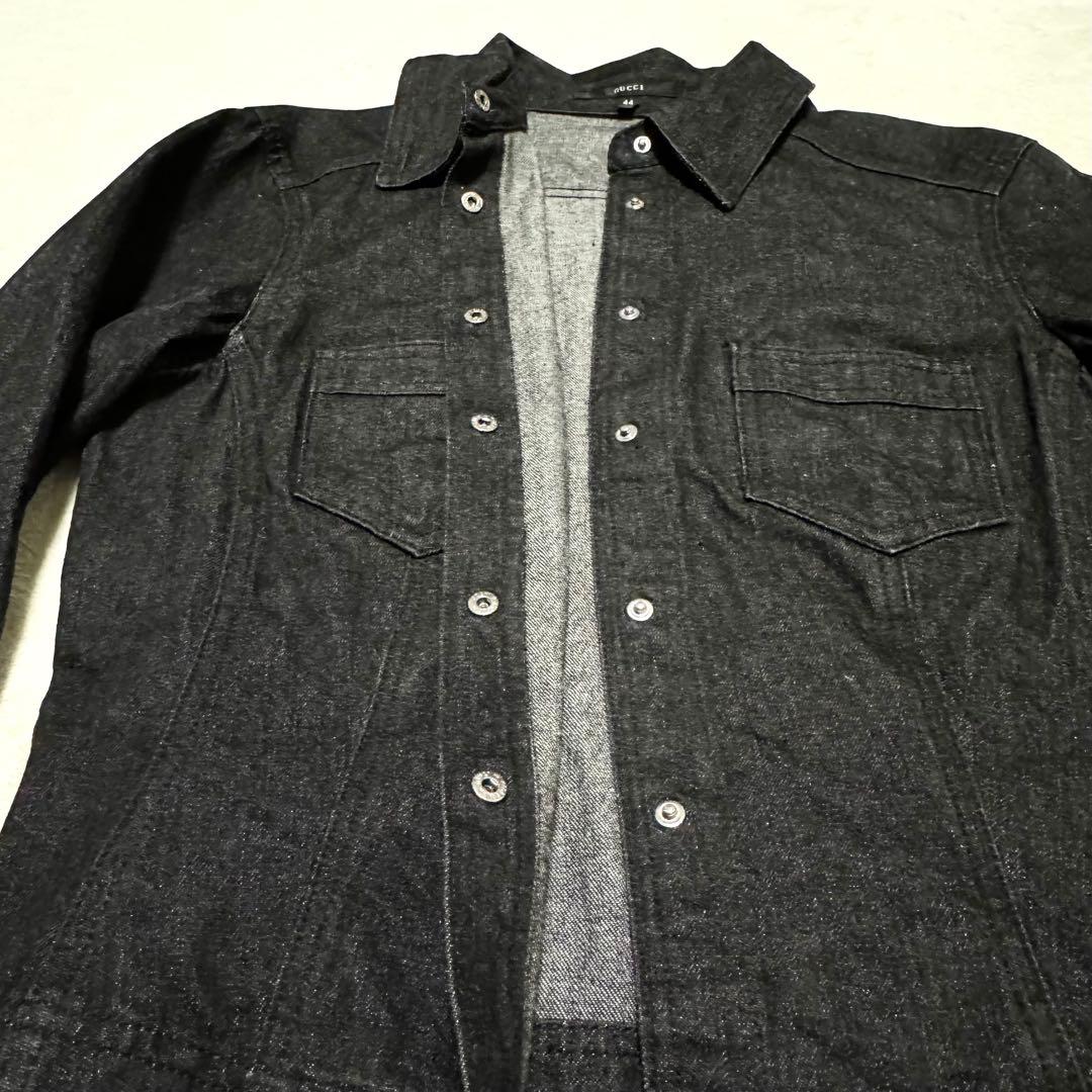 未使用級 グッチ デニムジャケット ブラック レディース Gジャン 44 L相当