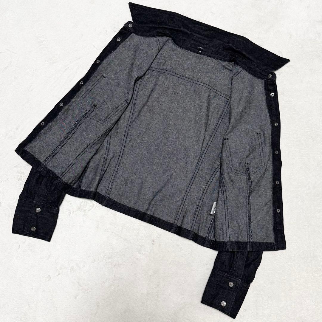 未使用級 グッチ デニムジャケット ブラック レディース Gジャン 44 L相当