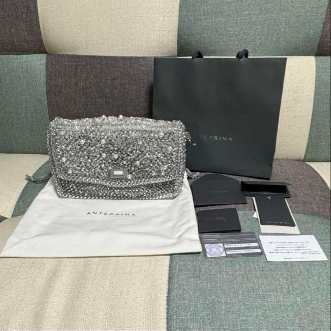 【未使用】アンテプリマ ペルラ グリッター ショルダー ミディアム シルバー