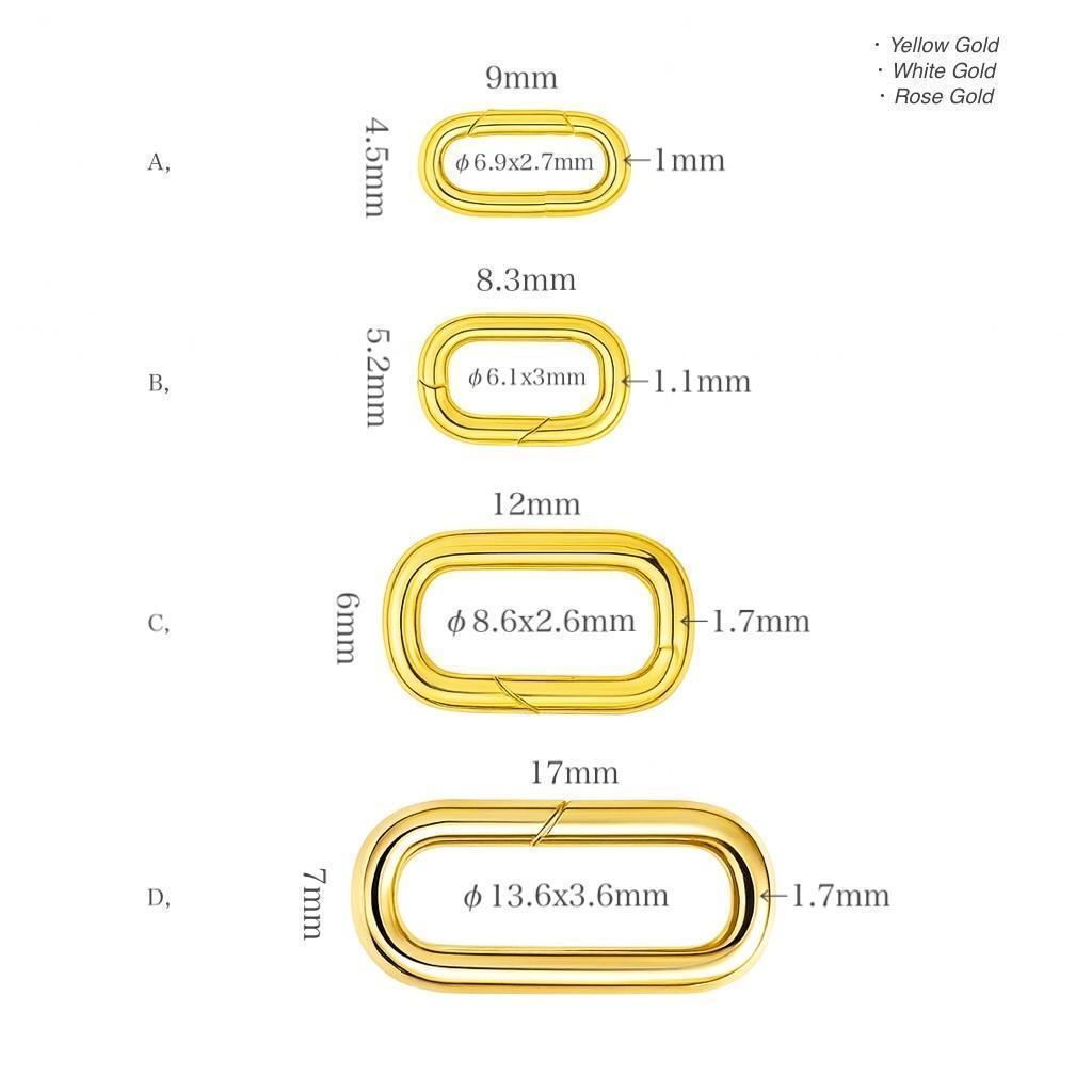 K18YG WG PG クラスプ オーバル 18k パーツ チャーム 開口 コマ